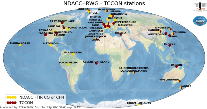 NDACC TCCON world view August 2020